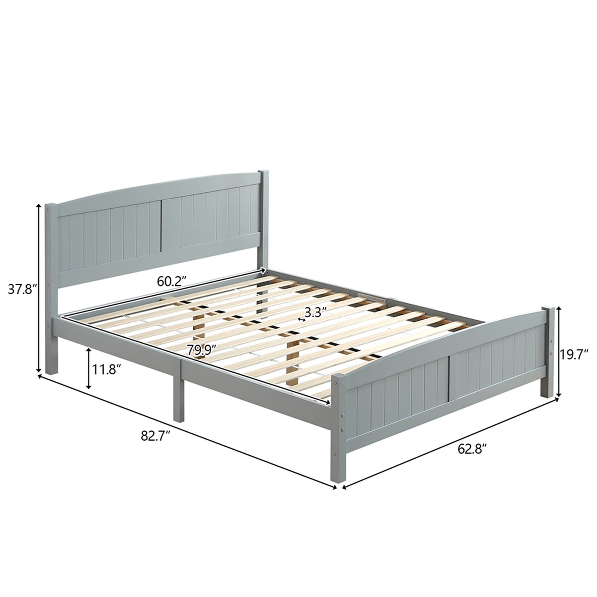 Kadyn Full Size Solid Wood Platform Bed Frame with Vertical Stripes Curved Headboard with Slat Supportwood Bed Frame Gray Solid Wood Bed Kadyn Full Size Solid Wood Platform Bed Frame with Vertical Stripes Curved Headboard with Slat Supportwood Bed Frame Gray Solid Wood Bed