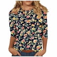thumbnail image 2 of Jsaierl 3/4 Sleeve Tops for Women Casual Crew Neck Shirts Fashion Print Petite Blouses Soft Dressy Tunic Top S-5XL, 2 of 5