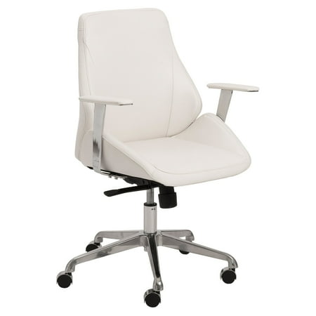 Euro Style Bergen Low Back Office Chair - White / Aluminum ...