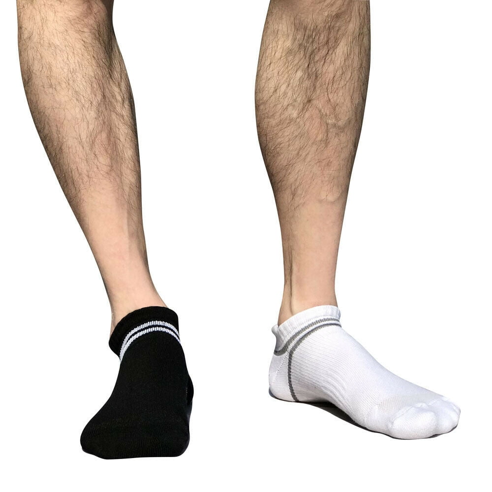 B&Q 10 Pairs Mens Athletic Cotton Low Cut Ankle Breathable Casual Socks with Cushioned Tab for Sneakers Sports Running Jogging Cycling White Size 9-11-10-13