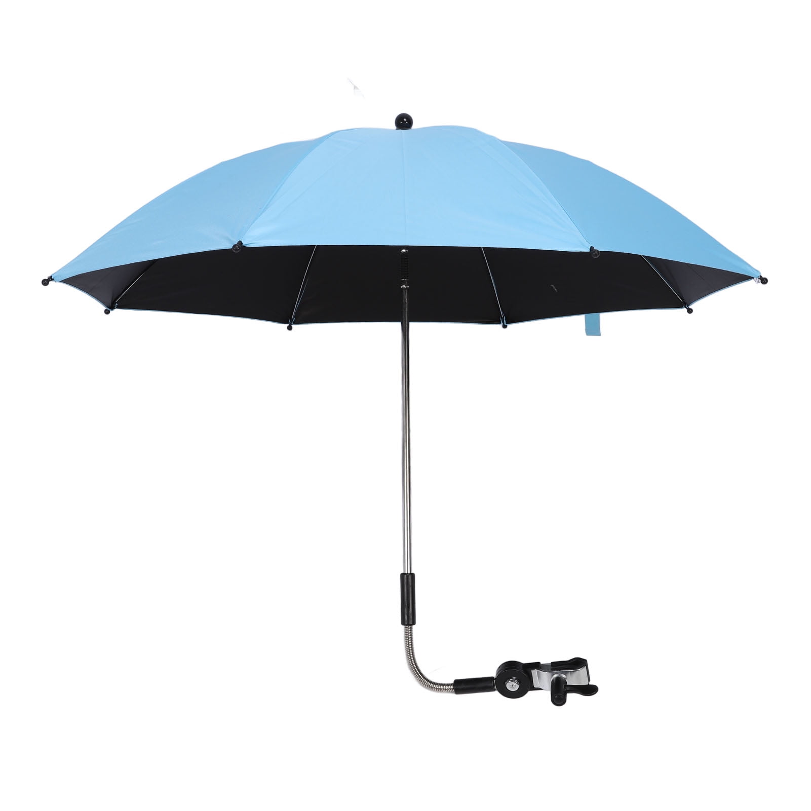 NFTIGB Clip On Baby Stroller Sun Shade Protection Umbrella Universal Pram Parasol with 360 Degree Adjustable Clamp For Tricycles, Blue