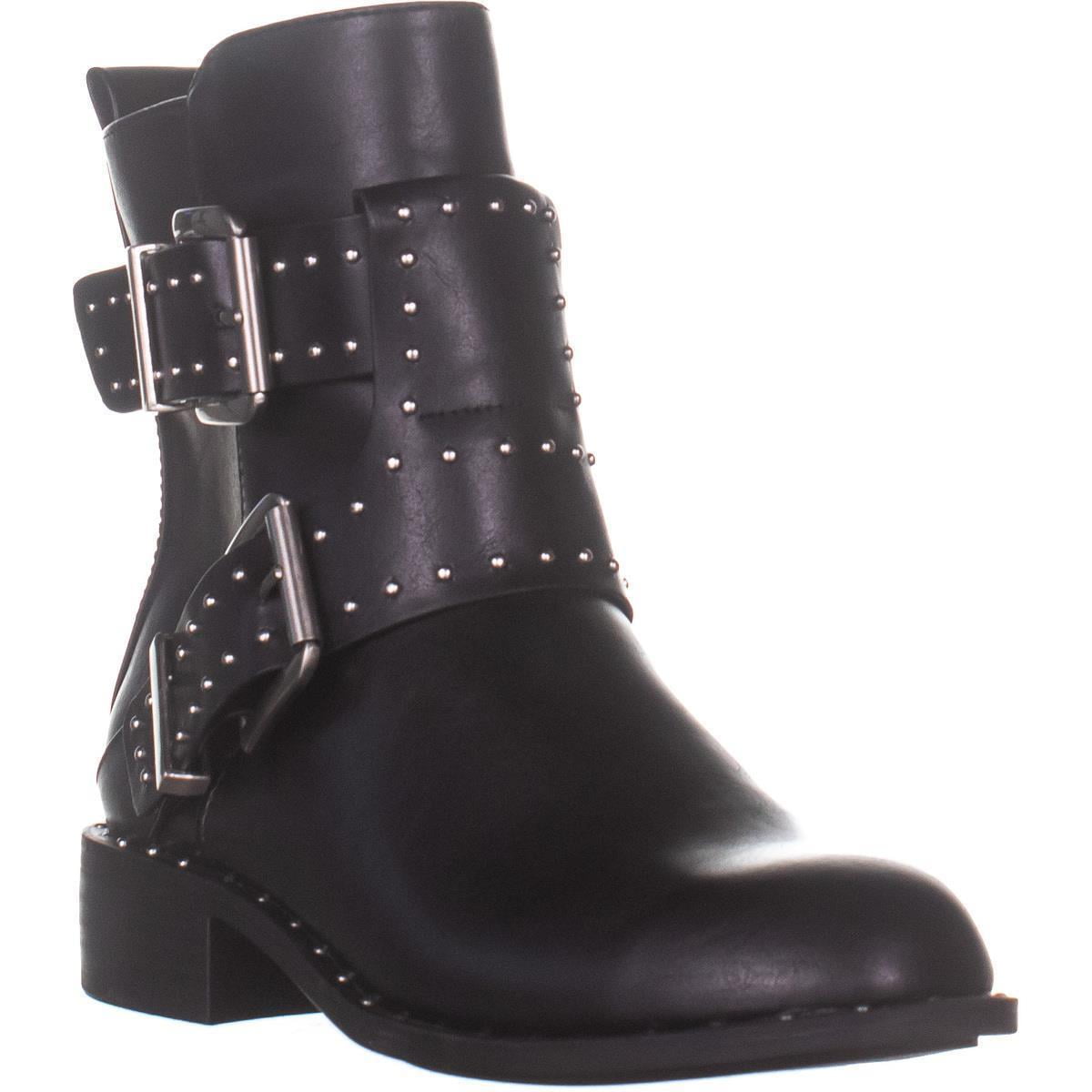 Womens Charles By Charles David Tupper Double Buckle Biker Boots Black Smooth 6 US