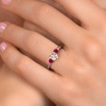 thumbnail image 4 of Gem Stone King 925 Silver and 10K Yellow Gold Peach Morganite and Red Created Ruby Engagement Ring for Women | 1.15 Cttw | Oval 7X5MM | Gemstone October Birthstone | Size 5, 4 of 6