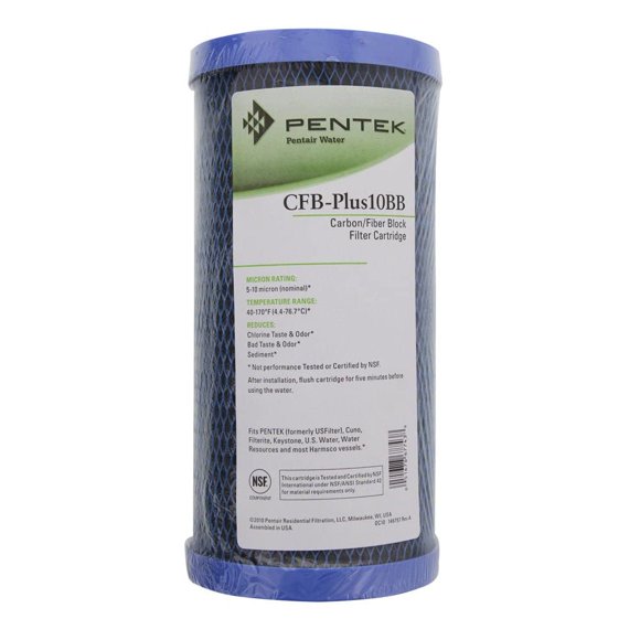 Pentair Pentek CFB-Plus10BB Big Blue Carbon Water Filter, 10-Inch, Whole House Fibredyne Modified Molded Carbon Block Replacement Cartridge, 10" x 4.5", 5-10 Micron