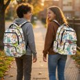 thumbnail image 3 of FUIALDOLG Multiple Compartments School Bag for Travel Sports, 600D Polyester Soft Book Bag, Cartoon Dinosaur Camping Pattern, 3 of 9