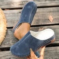 thumbnail image 4 of Women's Fleece Lined Wedge Mules Retro Suede Closed Toe Slip On Comfortable Non Slip Outdoor Slippers with Arch Support, 4 of 7