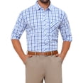 thumbnail image 1 of Camisa de vestir de manga larga a cuadros para hombre Inspire Chic, con cuello de punta, botón, camisa de cuadros XL blanca y azul, 1 of 6