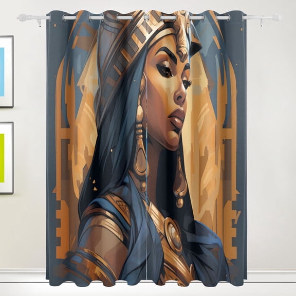 The Queen Of Egypt Side Black Out Curtains 72 Inch Length Curtains for Sliding Glass Doors Bedroom Living Room 2 Pack