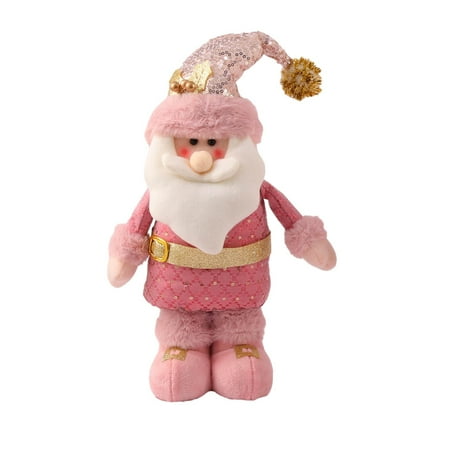 

HMOONORY Christmas Decorative Ornaments New Pink Retractable Long Legs Christmas Theme Snowman Santa Fawn Doll Toy Window Decoration