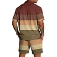 thumbnail image 4 of Hearthz Men's 2 Pieces Outfits Casual Striped Print Short Sleeve Button Down Shirt and Shorts Set Summer Tracksuits Set with Pockets, 4 of 6
