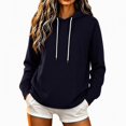 thumbnail image 3 of POTETI Womens Hoodies Pullover Casual Long Sleeve Hooded Sweatshirts Solid Color Drawstrings Tops, 3 of 6