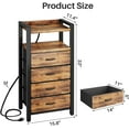 thumbnail image 3 of Night Stand with Charger Station and LED Light Rustic Brown Nightstand with Drawers Bedside Table Tall Nightstand 4, 3 of 7