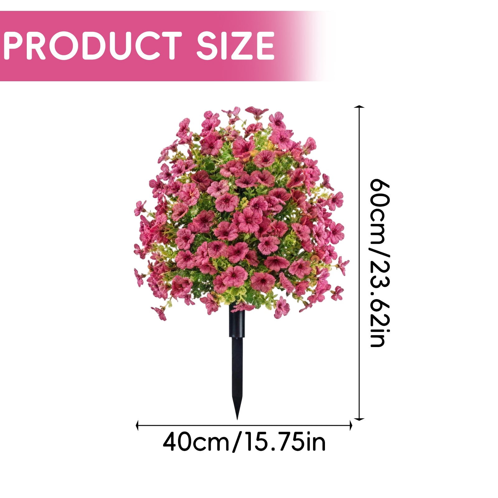 Realistic Artificial Flowers for Outdoors with Ground Stakes – UV Resistant Faux Flowers, Artificial Outdoor Flowers for Garden, Porch, and Yard Decor, Watermelon Red