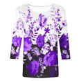 thumbnail image 6 of Fesfesfes T Shirt Pack Women's Summer Casual Crewneck 3/4 Sleeve T-Shirts Floral Print Fit Basic Tops Tees Blouses 4(S), 6 of 6