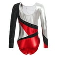 thumbnail image 2 of iiniim Long Sleeve Gymnastics Leotards for Girls Color Block Dance Outfit Kids Athletic Jumpsuit Size 6-16 A Red 6, 2 of 7