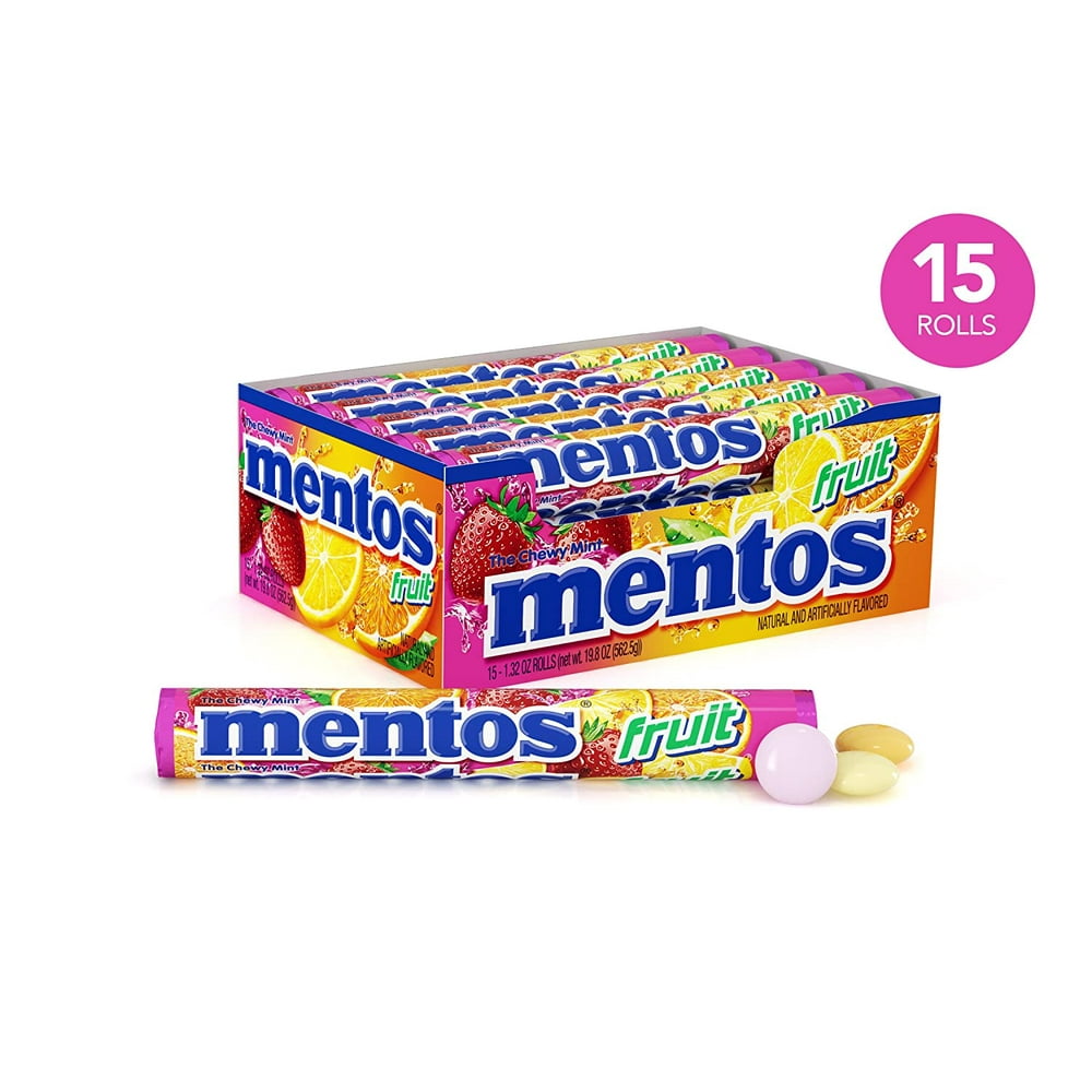 Mentos Chewy Mint Candy Roll, Fruit, Halloween Candy, Bulk, Party, Non