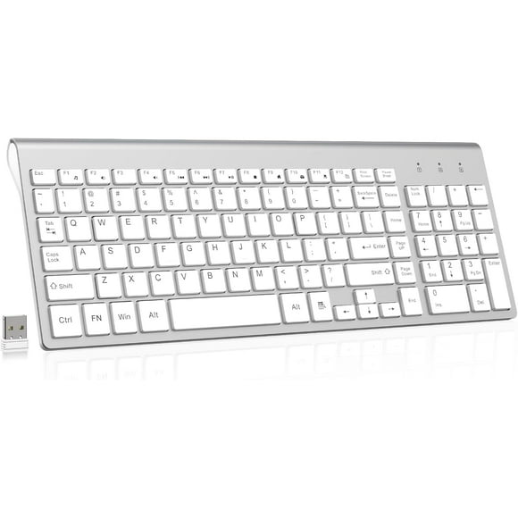 shiyou-Wireless Keyboard, 2.4G Full Size Slim Compact Computer Keyboard with 12 Hotkeys, Silent Portable Ergonomic Keyboard with 10 M Range Compatible with Mac, PC, Desktop, Laptop (Sliver)