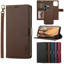 ELEHOLD for iPhone 15 Plus Case, Premium PU Leather Detachable Folio Cover RFID Blocking Card Slots Holder Magnetic Kickstand Full Protective Case with Wrist Strap for iPhone 15 Plus,Brown