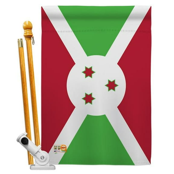 Americana Home & Garden AA-CY-HS-140043-IP-BO-D-US18-AG 28 x 40 in. Burundi Flags of the World Nationality Impressions Decorative Vertical Double Sided House Flag Set & Pole Bracket Hardware Flag Set