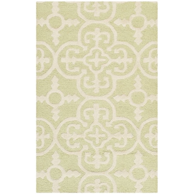 Safavieh Cambridge Collection CAM133B Handmade Moroccan Geometric Light Green and Ivory Premium Wool Runner (2'6" x 8')