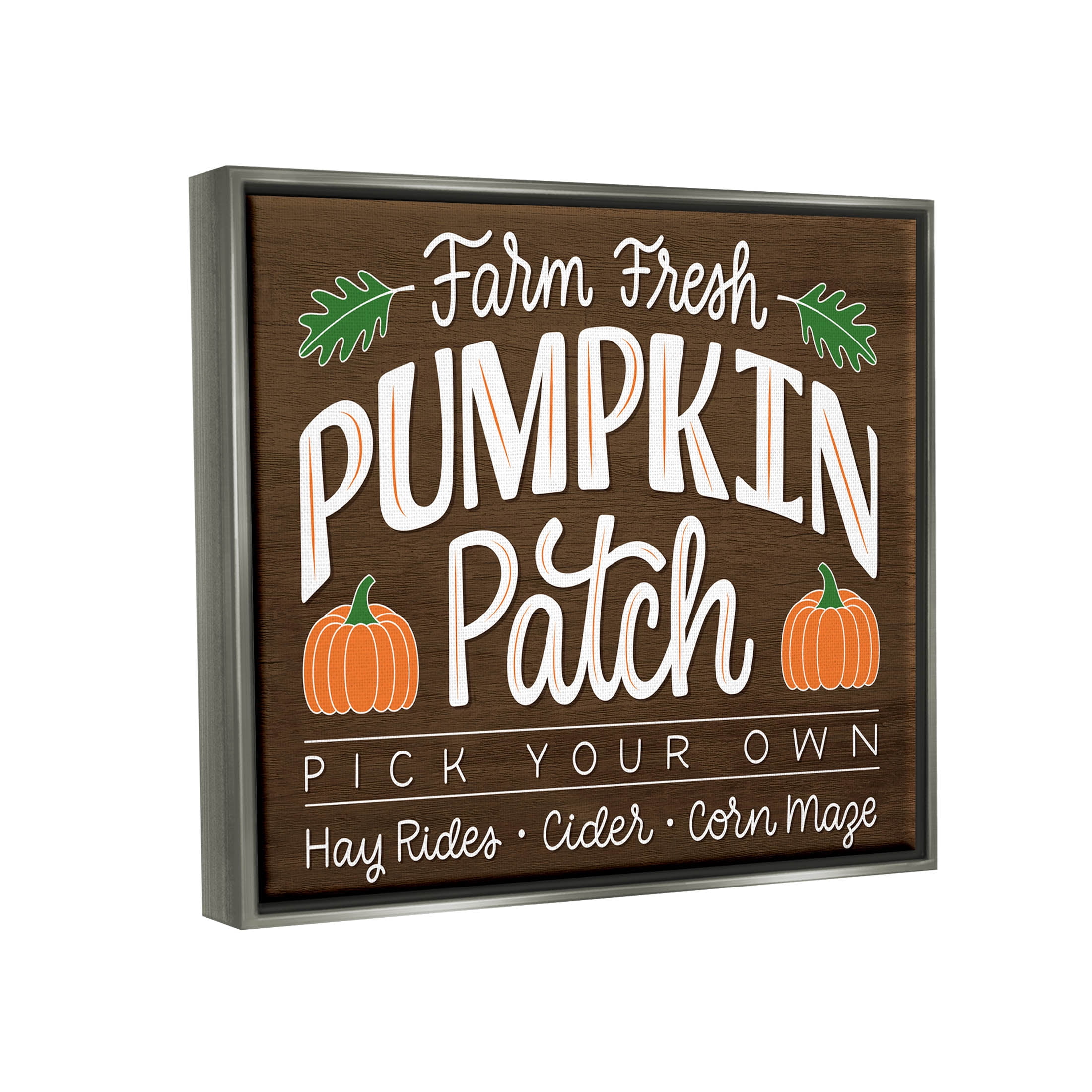 Farm Fresh Pumpkin Patch Sign Holiday Graphic Art Luster Gray Framed Art Print Wall Art