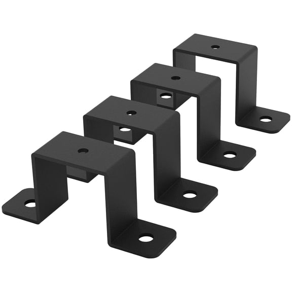 VANROUG 4Pcs Black Strap Heavy Duty Wood Deck Fence Tie for 1.5"x1.5" Post U-Shaped Pipe Clamp Bracket Gazebo Mounting Brackets