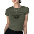 thumbnail image 5 of Arvbitana Women Graphic Baby Tees Short Sleeve Letters Flower Print Crop Tops Summer Slim Fit  Aesthetic T-shirt for Casual Daily, 5 of 6