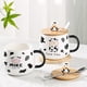 thumbnail image 5 of Taza de vaca bonita, regalos, taza Kawaii, tazas de café de vaca con tapa y cuchara, tazas de cerámica para té y café de 400ml, tazas de vaca en 3d, regalos de cumpleaños, 5 of 5