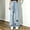 #51-Blue, variant on Spazoro Girls Denim Wide Leg Pants with Pockets, Loose Fit Heart Print Button Closure Wide Leg Cut Elastic Waist Retro Washed Straight Leg Trousers Black Size 7-8