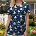 thumbnail image 6 of GEWSEY Scrubs for Women Tops Easter Print Shirt V Neck Cartoon Pattern Short Sleeve Nursing Uniform with Pockets (Blue, XL), 6 of 7