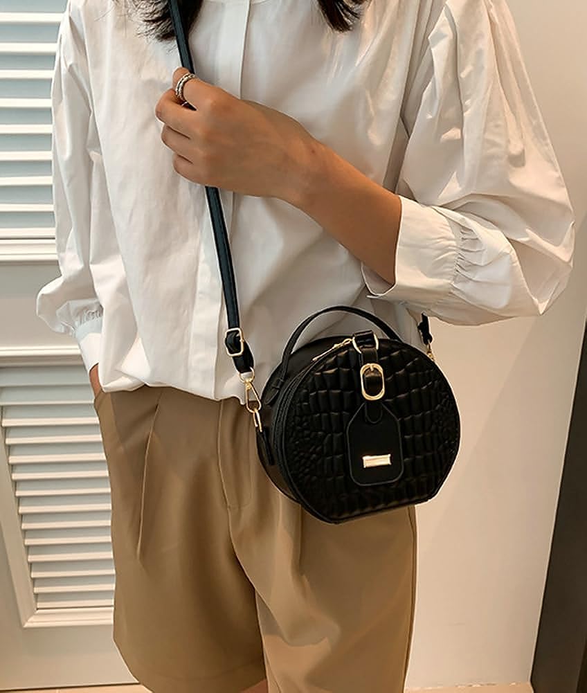 Kukuzhu Hobo Bags for Women Round Tote Bag Leather Crossbody Bag Casual Chic Top Handle Purse