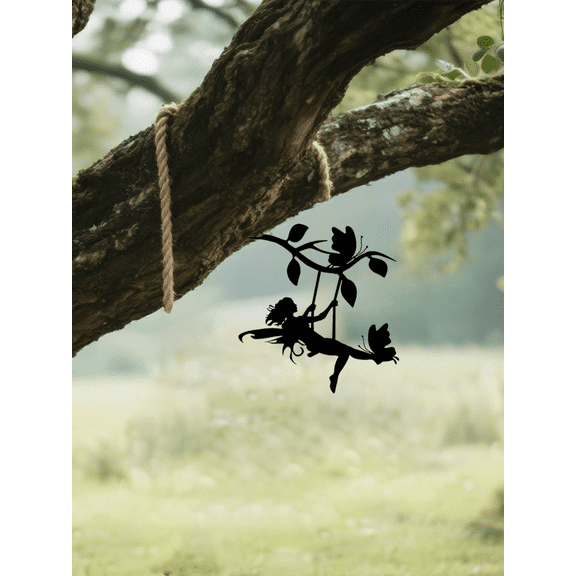 Spooky Halloween Metal Wall Decor Swinging Elf Silhouette Indoor Outdoor Garden Patio Gift