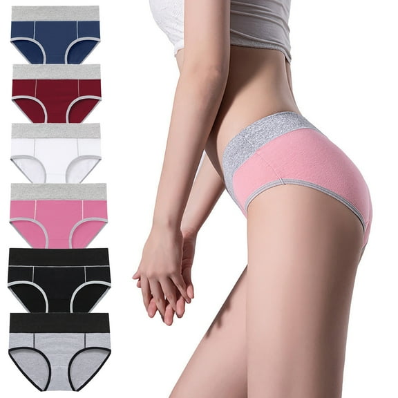 Jalioing Period Underwear for Women 6 Pack Plus Size Breathable Panties Soft High Waist Briefs