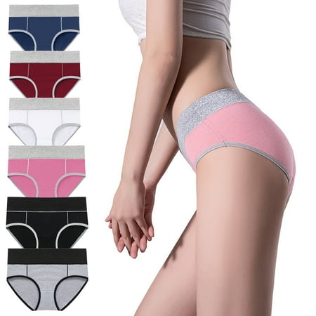 ATOYSOY Women s Clearance Solid Lace Panty Teens Comfy Mid Waist Underpants Classic Briefs Hip Lifting Cotton Panties  6 Pack Shapewear Control Briefs Stretchy Multipack Black XXL