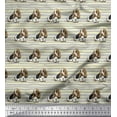 thumbnail image 1 of Soimoi Cotton Poplin Fabric Stripe & Basset Hound Dog Print Fabric by Yard 56 Inch Wide, 1 of 1