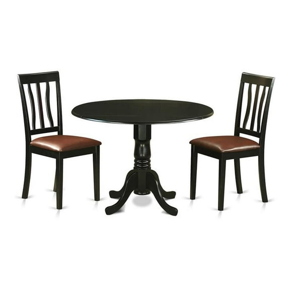 DLAN3-BLK-LC 3 Pc Dining room set for 2-Dining Table and 2 Dining Chairs