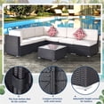 thumbnail image 2 of Rattan Wicker Patio Furniture, 7 Piece Patio Furniture Sofa Sets with 6 Rattan Wicker Chairs, Coffee Table/2 Pillows, Patio Conversation Set with Beige Cushions for Backyard Garden Pool, LLL4256, 2 of 11