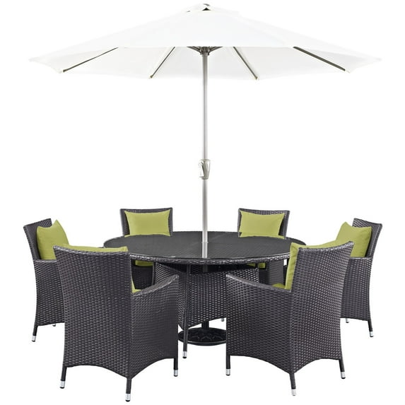 Ergode Convene 8 Piece Outdoor Patio Dining Set - Espresso Peridot