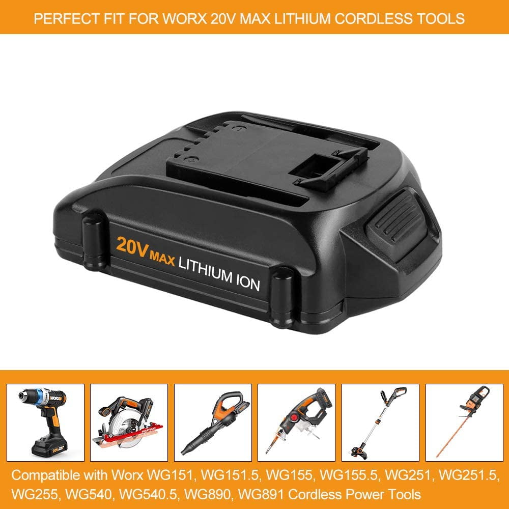 Worx Brandclub 3.0Ah Replacement Battery Compatible with Worx 20V Battery Lithium WA3520 WA3575 WA3525 WA3578 WG151s WG155s WG251s WG255s WG540s WG545s WG890 WG891 2 Pack