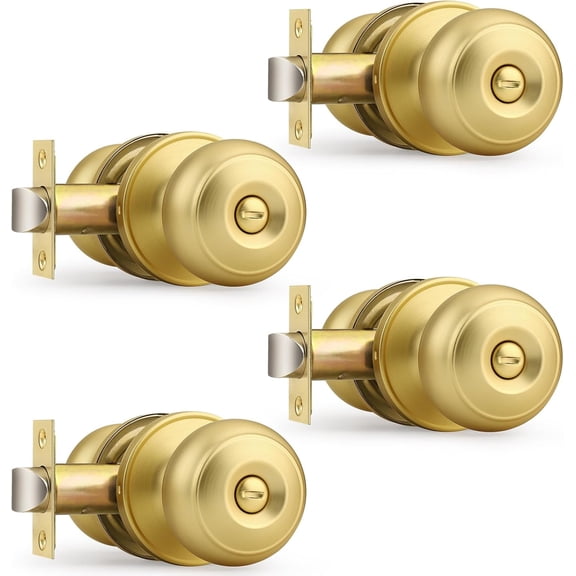 Polished Brass Door Knobs, Interior Door Knobs with Round Ball Knob, Nickel Privacy Door Knob for Bedroom Bathroom, 15 Pack
