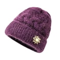 thumbnail image 4 of Xijirk Womens Soft Woolen Hat with Exquisite Floral Ornament Thick Warm Stylish Headwear for Daily Party Autumn Winter Wear,Purple,One Size, 4 of 4