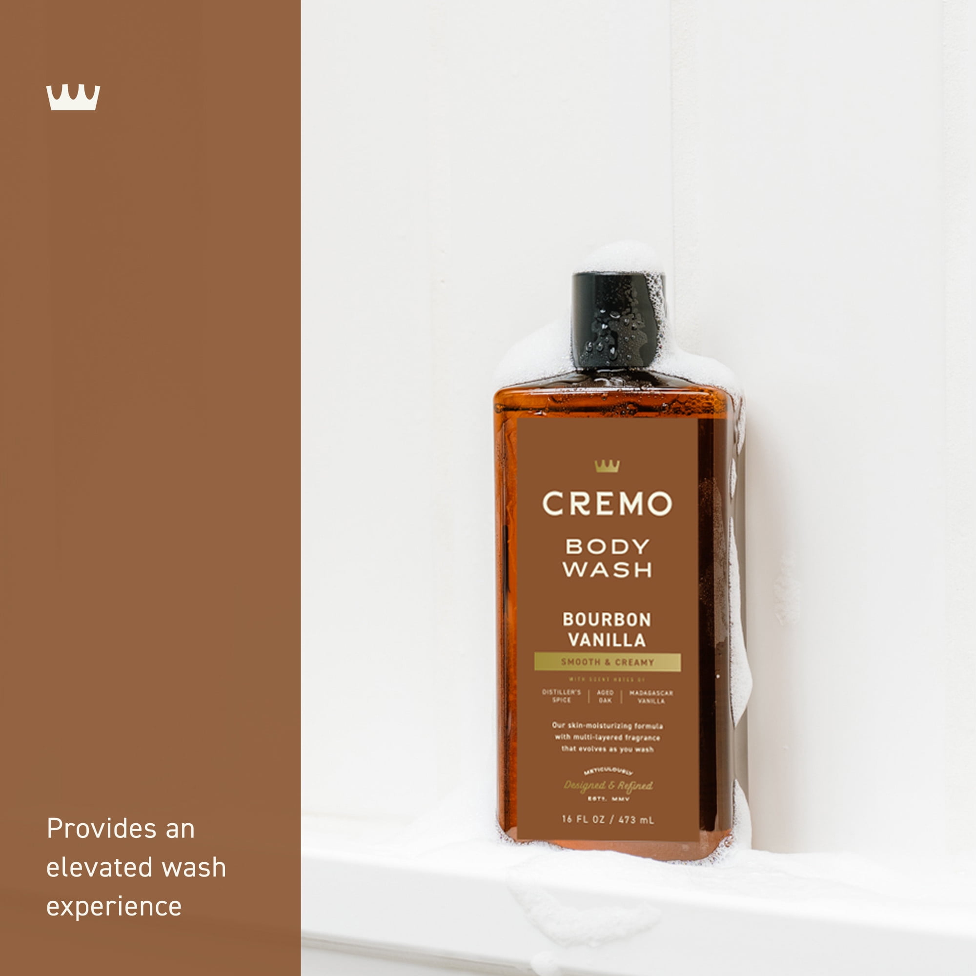 CREMO Men's Body Wash Bourbon Vanilla 16 oz Moisturizing Fragrant