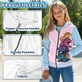 thumbnail image 6 of Psesaysky Girls Cute Graphic Print Zip Up Hoodies with Pocket Cartoon Dinosaur Pink Blue Print Comfort Soft Hooded Sweatshirts Winter Warm Fleece Jacket 11-13 Years, 6 of 7
