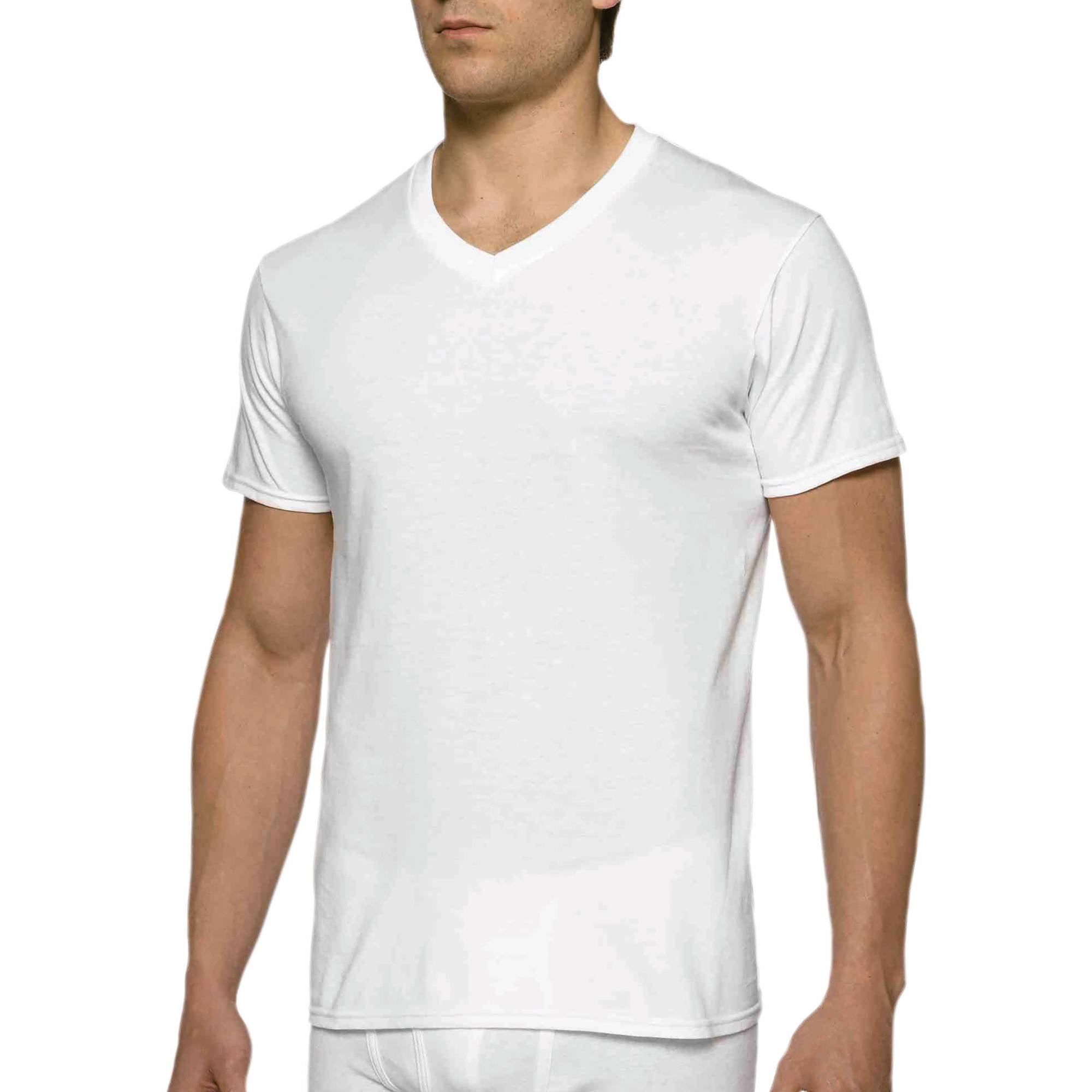 Gildan - Gildan Men's Short Sleeve V-Neck White T-Shirt, 3-Pack ...