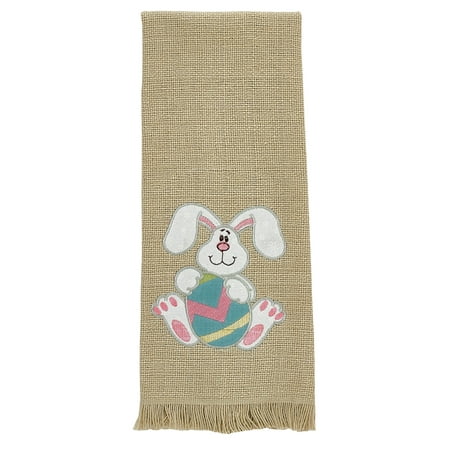 Floppy Ear Bunny Holding Easter Egg Appliqued Cotton Burlap Look Kitchen (Best Middle Eastern Dishes)