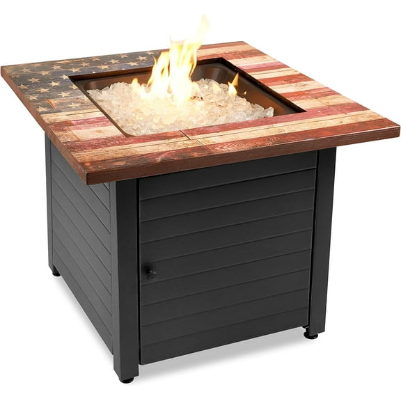 Endless Summer Liberty Gas Outdoor Fire Pit, Hidden Tank, Patriotic Design Fire Pit with Tabletop