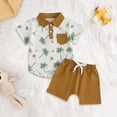 thumbnail image 2 of mgoYE Baby Boy Clothes 6-9 Months Toddler Baby Boy Clothes Tropical Vacation Summer Outfits Button Short Sleeves Hawaiian Beach Shirts & Shorts with Pockets(Brown,6-12 Months), 2 of 7