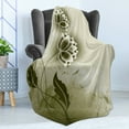 thumbnail image 4 of Abstract Soft Flannel Fleece Throw Blanket, Flowers Ivy Leaves with Vector Unusual Pattern Image, Cozy Plush for Indoor and Outdoor Use, 70" x 90", Olive Green Dark Green, by Ambesonne, 4 of 5