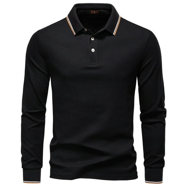 pstuiky camisas de manga larga para hombre, Blusa/camisa de manga larga con cuello vuelto y botones ajustados para hombre Tops de hombre xxl