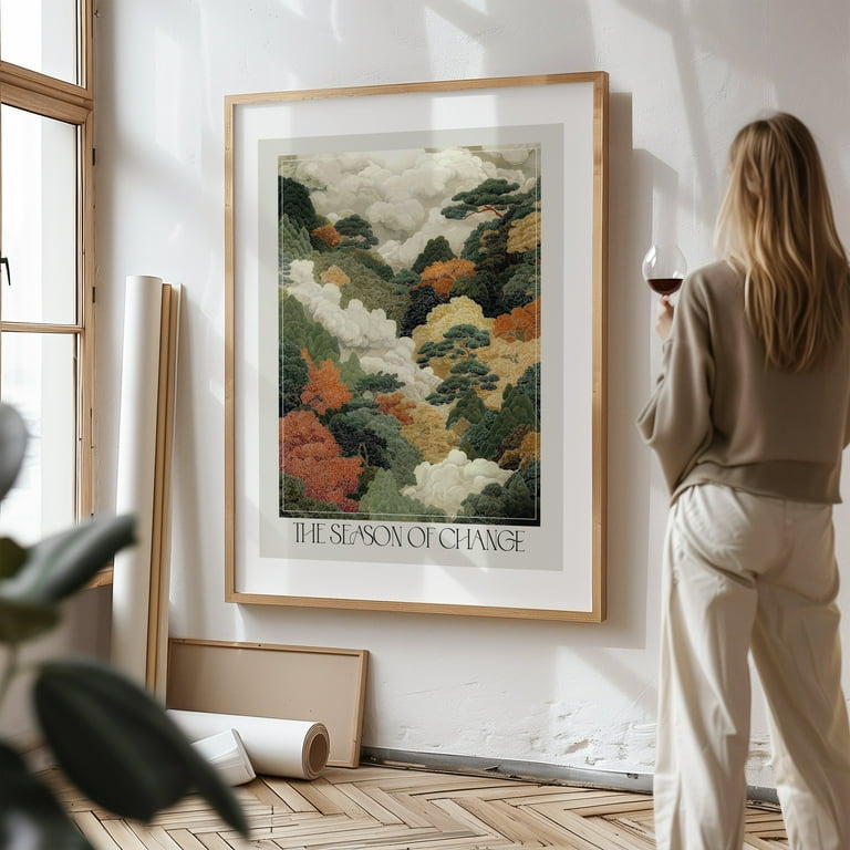 Japandi Fall Forest printable Wall Art maximalist Autumn Decor Art